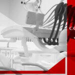 A dental office with a dentist chair and equipment, overlaid with text asking if a contractor is needed to build a new dental office.